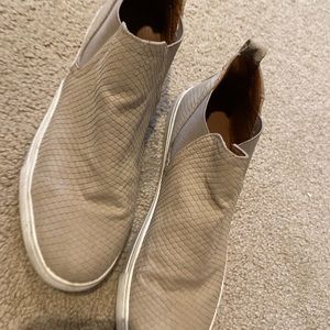 Suede snake skin high top shoes